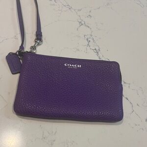Coach Vibrant Purple Leather Wristlet